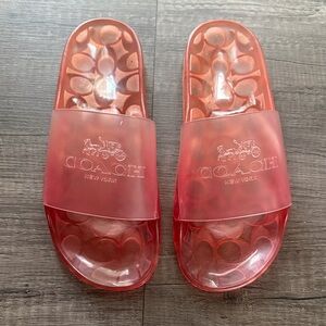 Coach Ulyssa Pink Jelly Logo Slides Sandals Size 7.5 Rubber Pool Beach